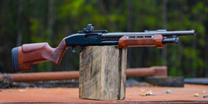 Shotgun equipped with Gladiatore Stock & Forend Kit Walnut by WOOX in use #1