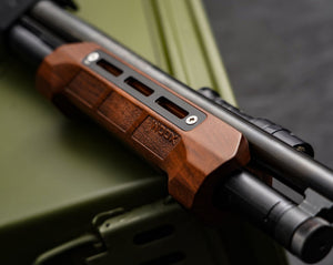 Shotgun equipped with Gladiatore Forend Walnut by WOOX in use #1